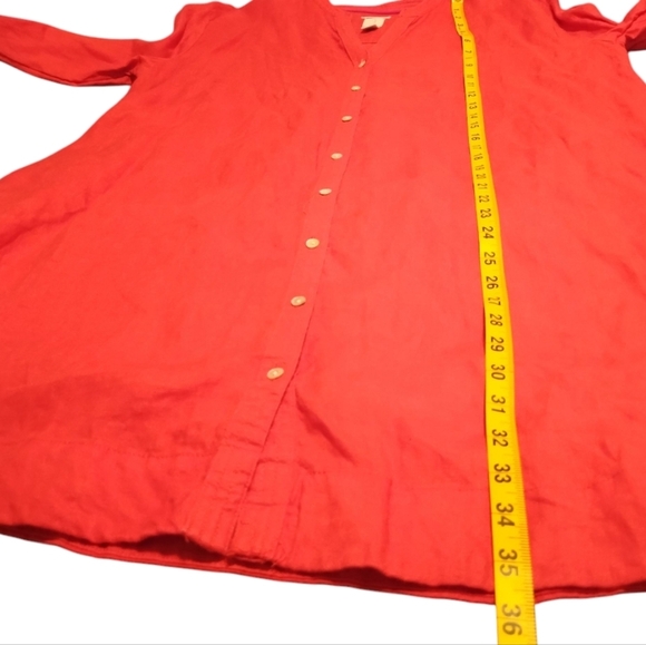 Joie 100% Linen Red- Orange Button-Up Tunic Dress - Picture 8 of 11